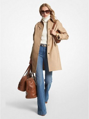 Abrigos Michael Kors Algodon Belted Trench Mujer Kaki | 302968-VYC