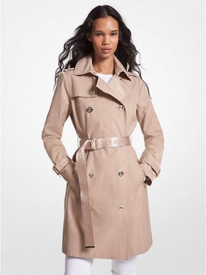 Abrigos Michael Kors Algodon Blend Trench Mujer Kaki | 528079-GTZ