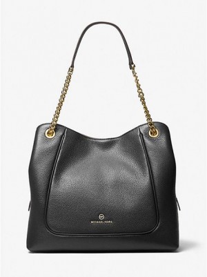 Bolsa De Hombro Michael Kors Piper Large Pebbled Cuero Mujer Negras | 862513-XFZ