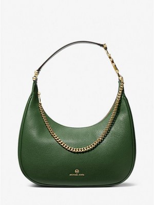 Bolsa De Hombro Michael Kors Piper Large Pebbled Cuero Mujer Verde | 957182-TRS