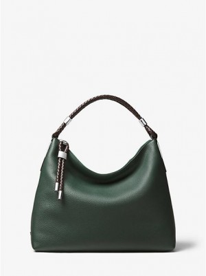 Bolsa De Hombro Michael Kors Skorpios Small Pebbled Cuero Mujer Verde | 695740-XHP