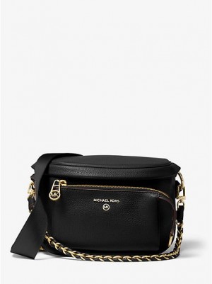 Bolsa De Hombro Michael Kors Slater Medium Pebbled Cuero Mujer Negras | 830214-BJI