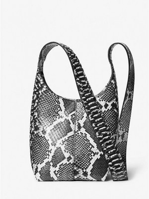 Bolso Hobo Michael Kors Dede Mini Python Embossed Cuero Mujer Negras Blancas | 879536-UHL