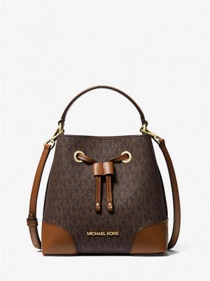 Bolso Saco Michael Kors Mercer Small Logo Mujer Marrones | 402936-VDJ