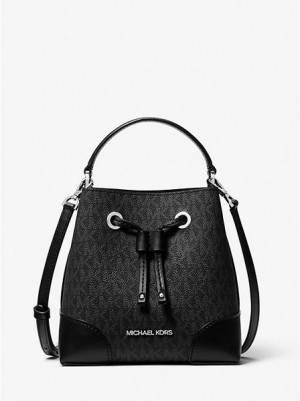 Bolso Saco Michael Kors Mercer Small Logo Mujer Negras | 179046-GPD