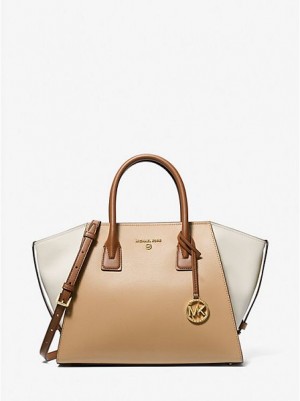 Bolso Satchel Michael Kors Avril Large Color-block Pebbled Cuero Mujer Marrones | 685913-DGR