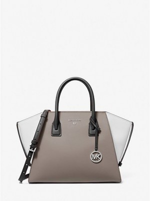 Bolso Satchel Michael Kors Avril Large Color-block Pebbled Cuero Mujer Gris Negras Blancas | 260917-YWV