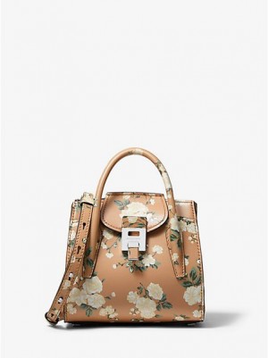 Bolso Satchel Michael Kors Bancroft Mini Floral Calf Cuero Mujer Marrones | 275906-AXT