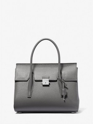 Bolso Satchel Michael Kors Campbell Medium Pebbled Cuero Mujer Gris | 269184-ZPR