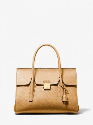 Bolso Satchel Michael Kors Campbell Medium Pebbled Cuero Mujer Marrones | 083679-DNV