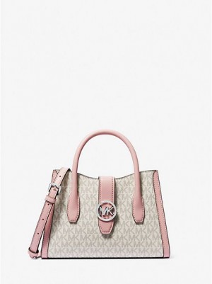 Bolso Satchel Michael Kors Gabby Small Logo Mujer Blancas Rosas | 845712-DXT