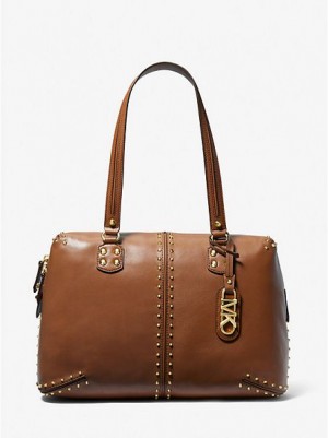 Bolso Tote Michael Kors Astor Large Studded Cuero Mujer Marrones | 207398-WOA