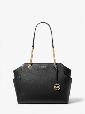 Bolso Tote Michael Kors Jacquelyn Medium Pebbled Cuero Mujer Negras | 641792-XFZ