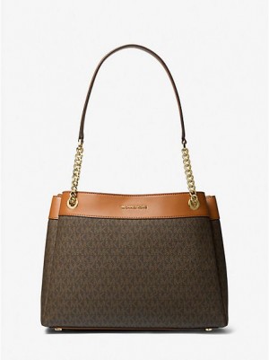 Bolso Tote Michael Kors Lori Medium Logo Mujer Marrones | 709263-ZJX