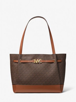 Bolso Tote Michael Kors Reed Large Logo Mujer Marrones | 817452-DLH