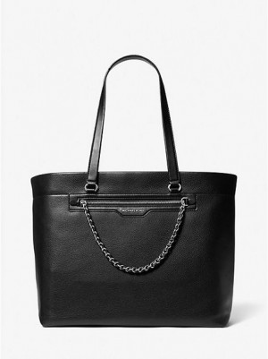 Bolso Tote Michael Kors Slater Large Pebbled Cuero Mujer Negras | 890723-ADB