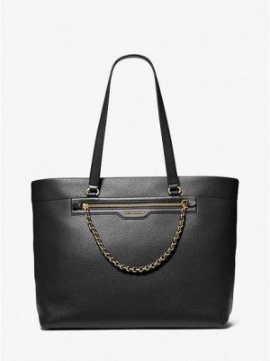 Bolso Tote Michael Kors Slater Large Pebbled Cuero Mujer Negras | 689015-BLA