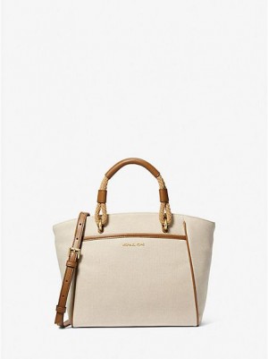 Bolso Tote Michael Kors Talia Small Algodon Lona Mujer Beige | 638702-ZRT