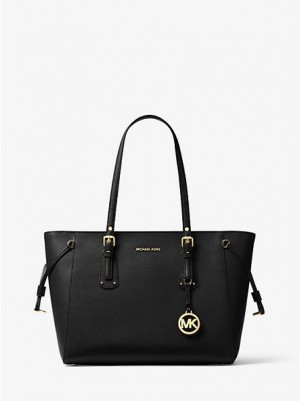 Bolso Tote Michael Kors Voyager Medium Crossgrain Cuero Mujer Negras | 948736-QAR