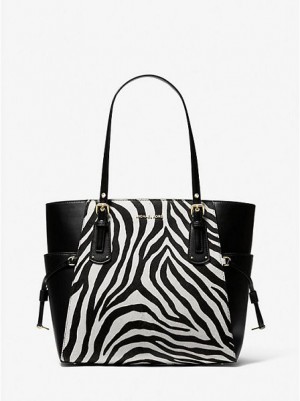 Bolso Tote Michael Kors Voyager Small Zebra Printed Calf Hair Mujer Negras | 201935-WDQ