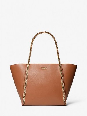 Bolso Tote Michael Kors Westley Large Pebbled Cuero Chain-link Mujer Marrones | 293564-QOW