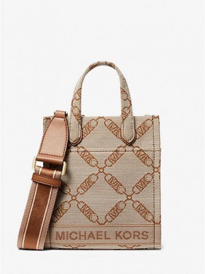 Bolsos Cruzados Michael Kors Gigi Extra-small Empire Logo Jacquard Mujer Beige | 423781-VFW