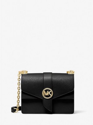 Bolsos Cruzados Michael Kors Greenwich Small Saffiano Cuero Mujer Negras | 645098-LRU