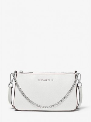 Bolsos Cruzados Michael Kors Jet Set Medium Saffiano Cuero Mujer Blancas | 261879-SZQ