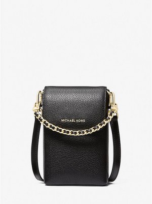 Bolsos Cruzados Michael Kors Jet Set Small Pebbled Cuero Chain-link Smartphone Mujer Negras | 976182-UPB