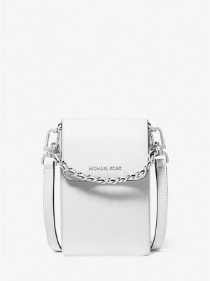 Bolsos Cruzados Michael Kors Jet Set Small Pebbled Cuero Chain-link Smartphone Mujer Blancas | 372804-DKV