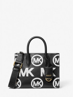 Bolsos Cruzados Michael Kors Mirella Small Logo Embossed Pebbled Cuero Mujer Negras | 136087-PIH