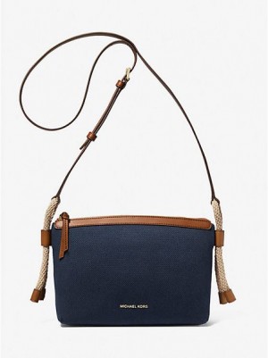 Bolsos Cruzados Michael Kors Talia Medium Algodon Lona Mujer Azul Marino Multicolor | 581724-HWL