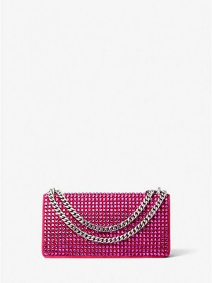 Bolsos Mini Michael Kors Christie Crystal Embellished Gamuza Envelope Mujer Rojas | 514620-MYP