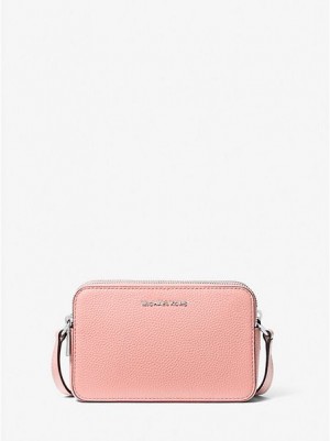 Bolsos Mini Michael Kors Jet Set Small Pebbled Cuero Double-zip Camera Mujer Rosas | 102568-CJK