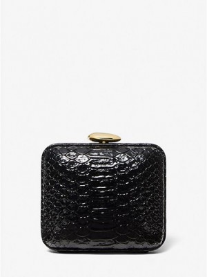 Bolsos Mini Michael Kors Tina Mini Python Embossed Cuero Mujer Negras | 982706-DLR