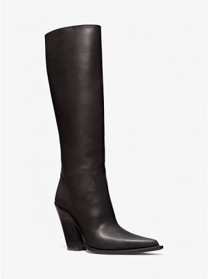 Botas Cuero Michael Kors Gwen Mujer Negras | 294631-PNY