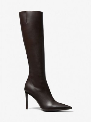 Botas Cuero Michael Kors Tatjana Mujer Chocolate | 627358-NWA