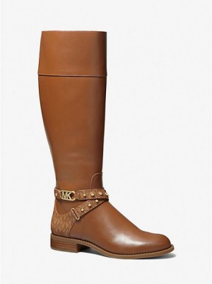 Botas De Montar A Caballo Michael Kors Kincaid Faux Cuero Mujer Marrones | 658307-WJU