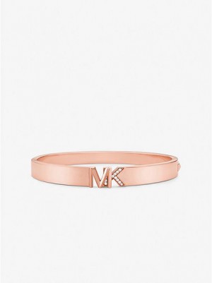 Brazaletes Michael Kors 14k Rose Gold-plated Brass Pave Logo Mujer Rosas Doradas | 291750-WDV