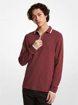 Camisa Polo Michael Kors Greenwich Algodon Long-sleeve Hombre Burdeos | 518403-LGK