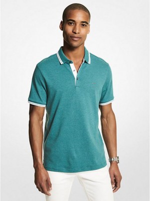 Camisa Polo Michael Kors Greenwich Algodon Hombre Turquesa | 140392-PKS