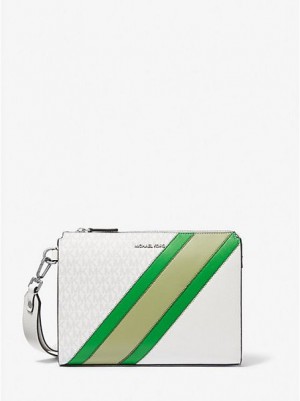 Carteras Michael Kors Cooper Logo Stripe And Faux Cuero Hombre Verde | 804269-ZDP