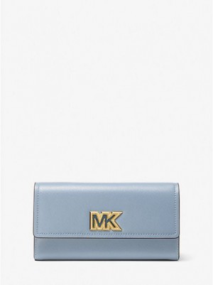 Carteras Michael Kors Mimi Large Saffiano Cuero Bi-fold Mujer Azules | 928315-CIG