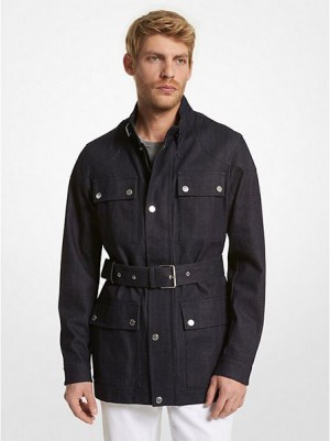 Chaquetas Michael Kors Algodon Belted Field Hombre Indigo | 430729-SQT