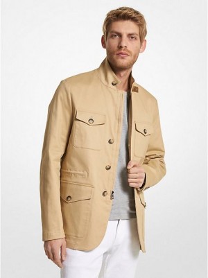 Chaquetas Michael Kors Stretch Algodon Field Hombre Kaki | 639804-WUY