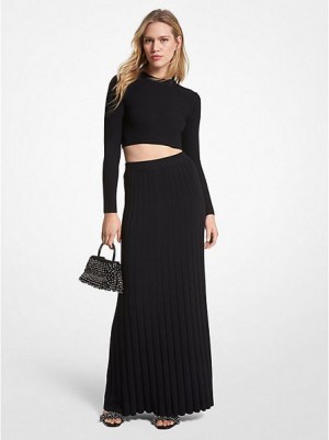 Falda Michael Kors Acanalado Stretch Knit Maxi Mujer Negras | 749685-YEF