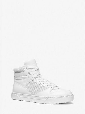 High Top Sneakers Michael Kors Barett Cuero Hombre Blancas | 507642-SGO