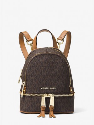 Mochila Michael Kors Rhea Mini Logo Mujer Marrones | 391024-QCG