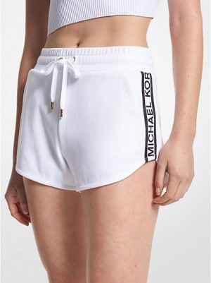 Pantalones Cortos Michael Kors Logo Tape Algodon Blend Pista Mujer Blancas | 976035-WMO