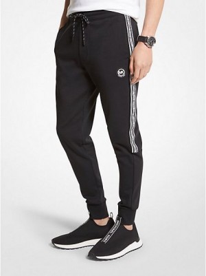 Pantalones Jogger Michael Kors Logo Tape Algodon Blend Hombre Negras | 176453-GTW